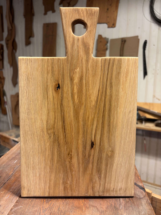 Eike fjøl, bakside, håndlagd